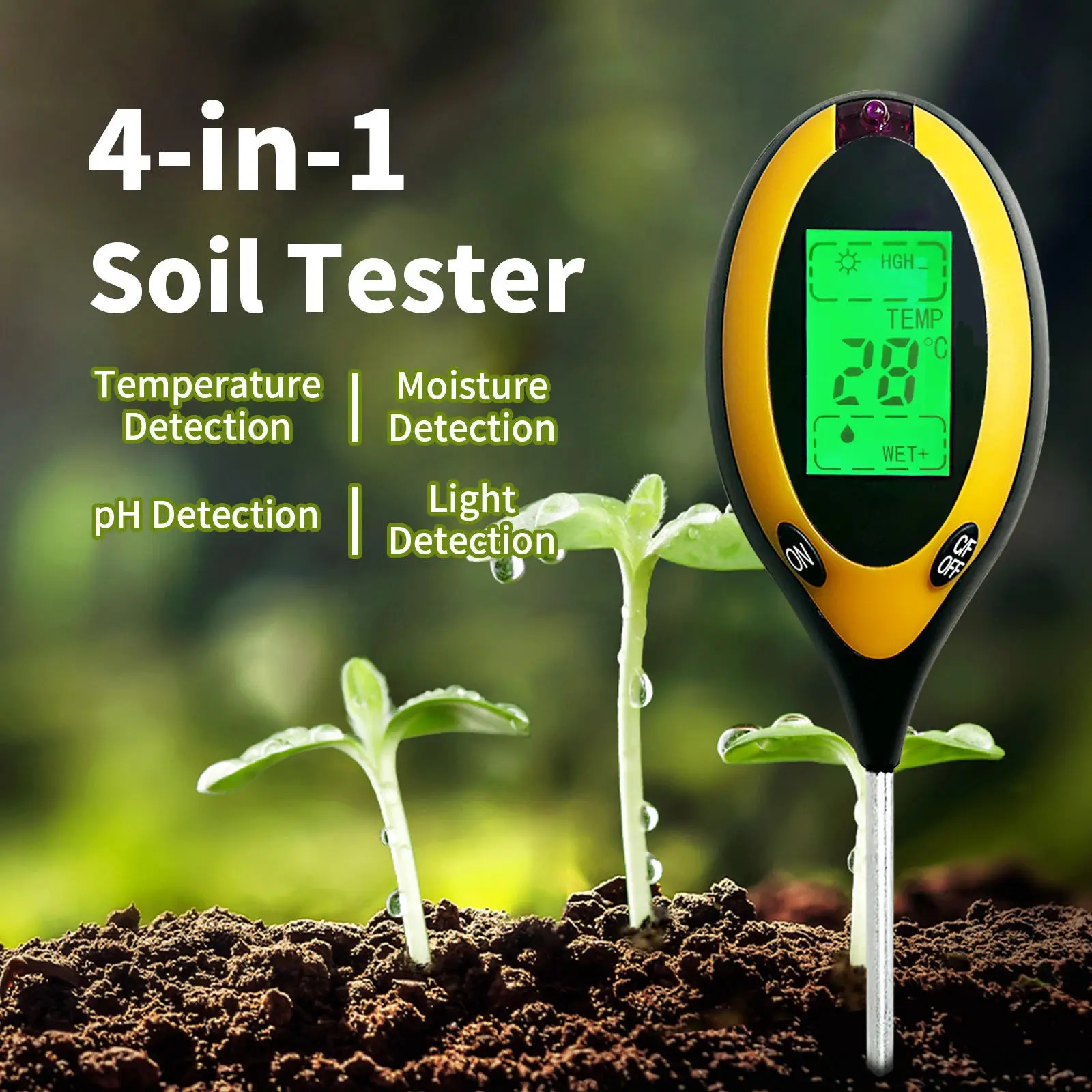 Ph Meter - เครื่องทดสอบค่า pH และความชื้นในดินแบบพกพา เครื่องทดสอบน้ำธาตุอาหารในน้ำ ความแม่นยำสูง สำหรับใช้ในครัวเรือน