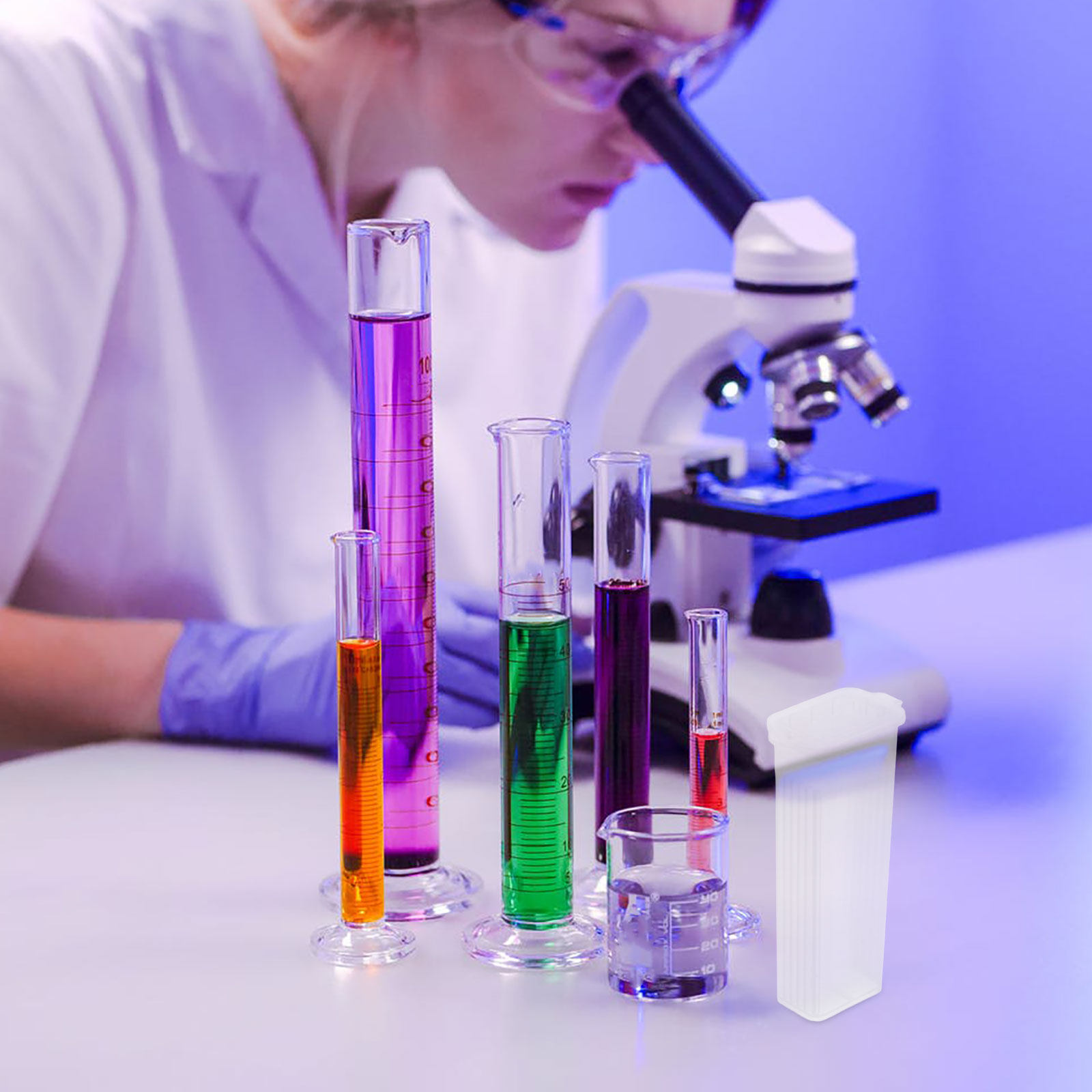 Pathology Slide Storage - กล่องเก็บสไลด์พยาธิวิทยา 10 ชิ้น กล่องพลาสติกใสสำหรับจัดเก็บสไลด์ไมโครสโคปในห้องปฏิบัติการ อุปกรณ์สำหรับใส่สไลด์และขวดย้อมสี