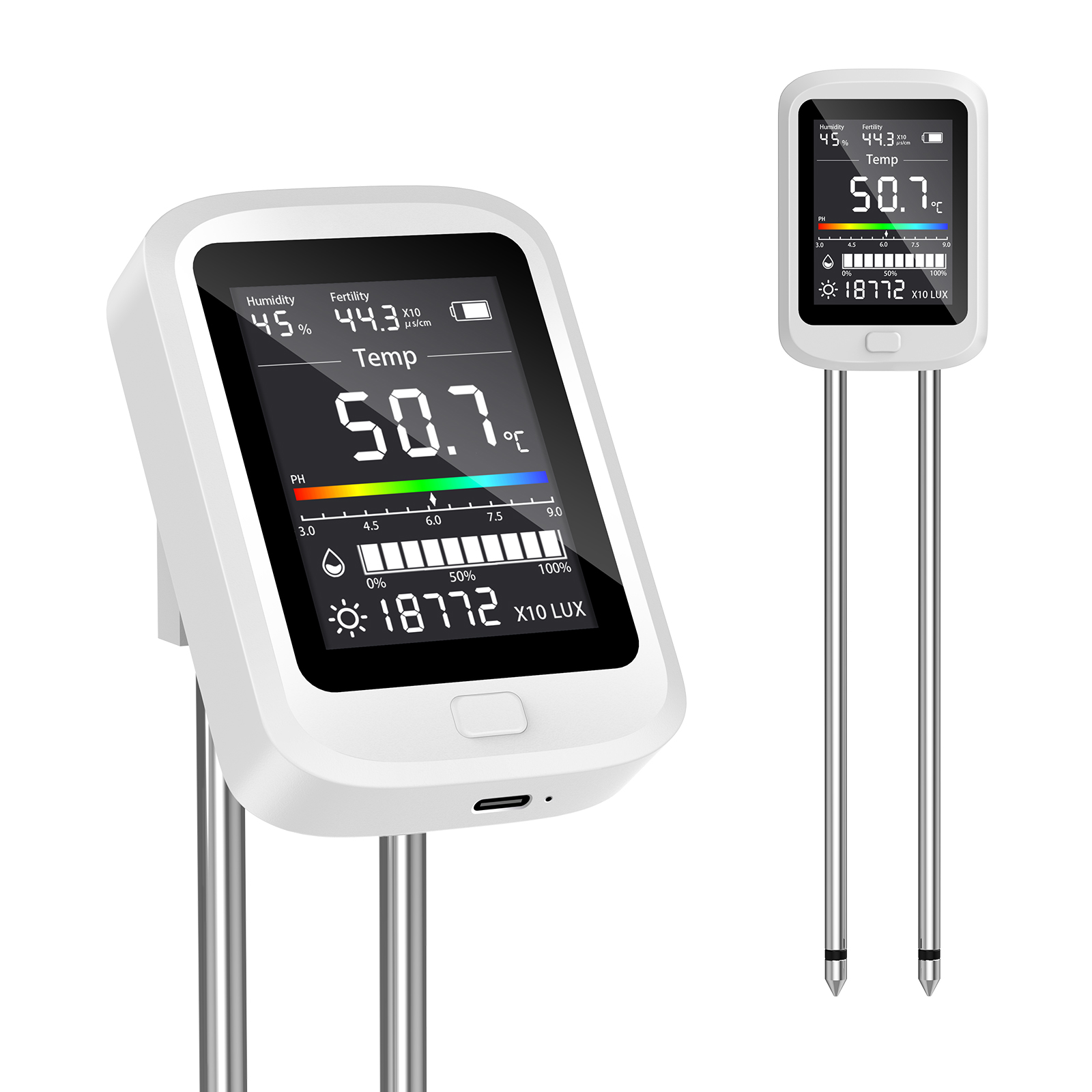 Ph Meter - เครื่องวัดความชื้นในดิน 6-in-1, เครื่องวัดความชื้นสำหรับพืช พร้อมวัดความชื้นในดิน, ค่า pH,